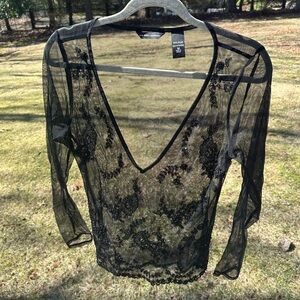 NY&Co Mesh Beaded Long Sleeve Shirt